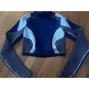 New Zara XS Graphic Crop LS Top Blouse Stretch